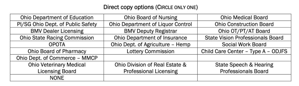 Direct Copy Options Example